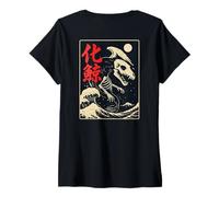 Femme Baleine Japonaise Bakekujira - Squelette Yokai T-Shirt avec Col en V