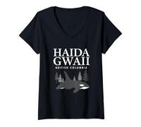 Femme Baleine Orque de Colombie-Britannique T-Shirt avec Col en V