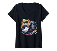 Femme Baleine Orque T-Shirt avec Col en V