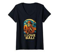 Femme Bali Indonesia I Love Bali Vintage Women Surfs Up T-Shirt avec Col en V