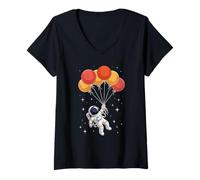Femme Balle aux Prisonniers Astronaute Flottant Cosmonaute Espace T-Shirt avec Col en V