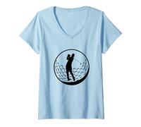 Femme Balle de Golf Dix-Huit Trous Les passionnés de Golf T-Shirt avec Col en V