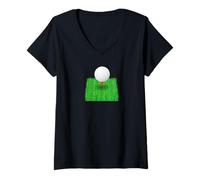 Femme Balle de Golf sur Tee dans l'herbe - Golfing Time T-Shirt avec Col en V