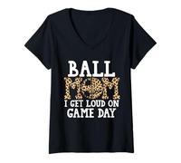 Femme balle mom I get loud on game day softball T-Shirt avec Col en V