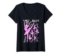 Femme Ballerina Parlez Vous Danseuse de Ballet Danseurs Françaises T-Shirt avec Col en V