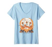 Femme Ballerine Squelette de Ballet Halloween pour Femme et Fille T-Shirt avec Col en V