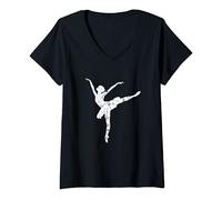 Femme Ballet Danse Fille Danseuse Ballerine Drôle Danse T-Shirt avec Col en V
