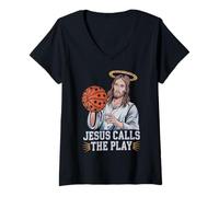 Femme Ballon chrétien de Basket-Ball Religieux Jésus Christ T-Shirt avec Col en V