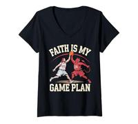 Femme Ballon chrétien de Basket-Ball Religieux Jésus Christ T-Shirt avec Col en V
