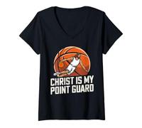 Femme Ballon chrétien de Basket-Ball Religieux Jésus Christ T-Shirt avec Col en V