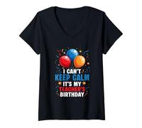 Femme Ballon d'anniversaire « I Cant Keep Calm Its My Teacher's » T-Shirt avec Col en V