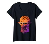 Femme Ballon de Basket numéro Cool 13 Ans 13e Anniversaire T-Shirt avec Col en V