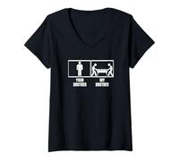 Femme Ballon de foot amusant « Your Brother My Brother Sister » T-Shirt avec Col en V
