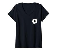 Femme Ballon de Football Futbol T-Shirt avec Col en V