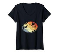 Femme Ballon de Rugby Vintage Amoureux du Rugby Sports d'équipe T-Shirt avec Col en V