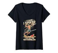 Femme Ballon de Volleyball I Came I Spiked I Ate All The Watermelon T-Shirt avec Col en V