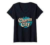 Femme Baltimore Charm City Classic Maryland Pride Urban T-Shirt avec Col en V