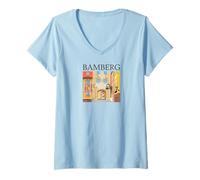 Femme Bamberg, Bavière, sud de l'Allemagne, Dessin à la Main T-Shirt avec Col en V