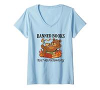 Femme Ban Books Queer Joy Pensée critique satire T-Shirt avec Col en V