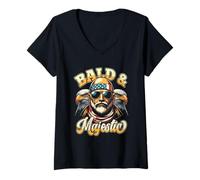 Femme Bandana sexy chauve et majestueux avec drapeau des États-Unis T-Shirt avec Col en V