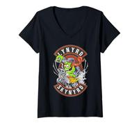 Femme Bande dessinée de Lynyrd Skynyrd Breeze Monster Gearhead Muscle Car Rock T-Shirt avec Col en V