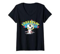 Femme Bande dessinée masquée de Super-héros légendaire Peanuts Snoopy Masked Marvel T-Shirt avec Col en V