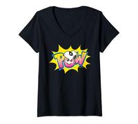 Femme Bande dessinée Peanuts Snoopy Masked Pow Super Hero Caped Beagle Lol T-Shirt avec Col en V