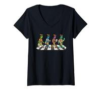 Femme Bande dessinée rétro drôle de Passage pour piétons T-Shirt avec Col en V