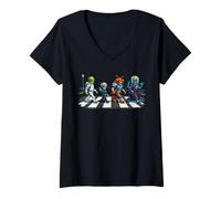 Femme Bande dessinée rétro drôle de Passage pour piétons T-Shirt avec Col en V