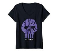 Femme Bande dessinée rétro Le Fantôme Qui Marche avec Un crâne T-Shirt avec Col en V