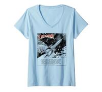 Femme Bande dessinée rétro sur Le Vaisseau Spatial Flash Gordon en orbite T-Shirt avec Col en V