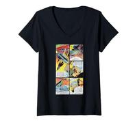 Femme Bande dessinée rétro sur Le Vaisseau Spatial Flash Gordon en orbite T-Shirt avec Col en V