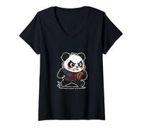 Femme Bande dessinée Rugby Panda Runner T-Shirt avec Col en V