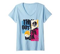 Femme Bande dessinée Vintage Pop Art Think Outside The Box Retro 60 T-Shirt avec Col en V