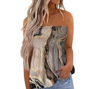 Femme Bandeau Plissée Débardeur sans Bretelles Haut Dos Nu Bustier sans Manches Été Décontracté Camisole Tops Chic Tunique et Élégant Maillot de Corps Doux Chemise Rafraîchissant T-Shirt