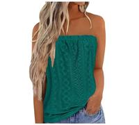 Femme Bandeau Plissée Débardeur sans Bretelles Haut Dos Nu Bustier sans Manches Été Décontracté Camisole Tops Chic Tunique et Élégant Maillot de Corps Doux Chemise Rafraîchissant T-Shirt