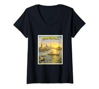 Femme Bangkok Thaïlande Vacances en Thaïlande Cadeau T-Shirt avec Col en V