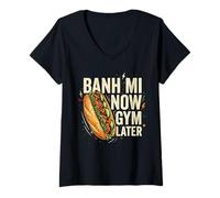 Femme Banh Mi Now Gym Plus Tard T-Shirt avec Col en V