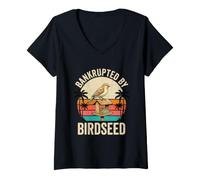 Femme Bankrupted by Bird Seed Lunettes de Soleil rétro pour Observer Les Oiseaux T-Shirt avec Col en V