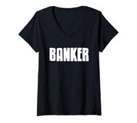 Femme Banquier Expert en Finances Réussite Économique T-Shirt avec Col en V