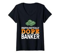 Femme Banquier Fier Confiant Humour Financier Fier Style T-Shirt avec Col en V