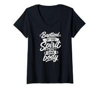 Femme Baptisé par Un Seul Esprit dans Un Seul Corps chrétien T-Shirt avec Col en V