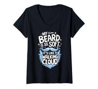 Femme Barbe Ma Barbe est si Douce Que C'est comme Un Nuage Qui Marche T-Shirt avec Col en V