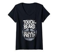 Femme Barbe Touche ma Barbe et dis-Moi Que Je suis Jolie T-Shirt avec Col en V