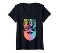 Femme Barbe Touche ma Barbe et dis-Moi Que Je suis Jolie T-Shirt avec Col en V