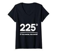 Femme Barbecue à 225° si Vous Savez Que Vous Savez Griller T-Shirt avec Col en V