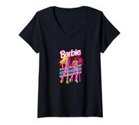 Femme Barbie - Barbie & Teresa Skating - Palmiers T-Shirt avec Col en V
