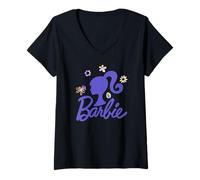 Femme Barbie - Silhouette et Logo Spring Has Sprung T-Shirt avec Col en V