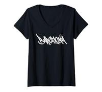 Femme Barcelona Graffiti City Street Art Handstyle Espagne Souvenir T-Shirt avec Col en V