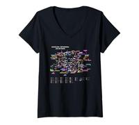 Femme Barcelona Spain Bus Network - Souvenir Route Map (Black) T-Shirt avec Col en V